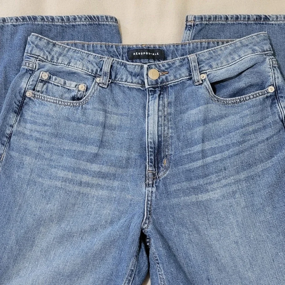Aeropostale High Rise Wide Leg Jeans Medium Wash Blue‎ Denim Size 12 RN154379